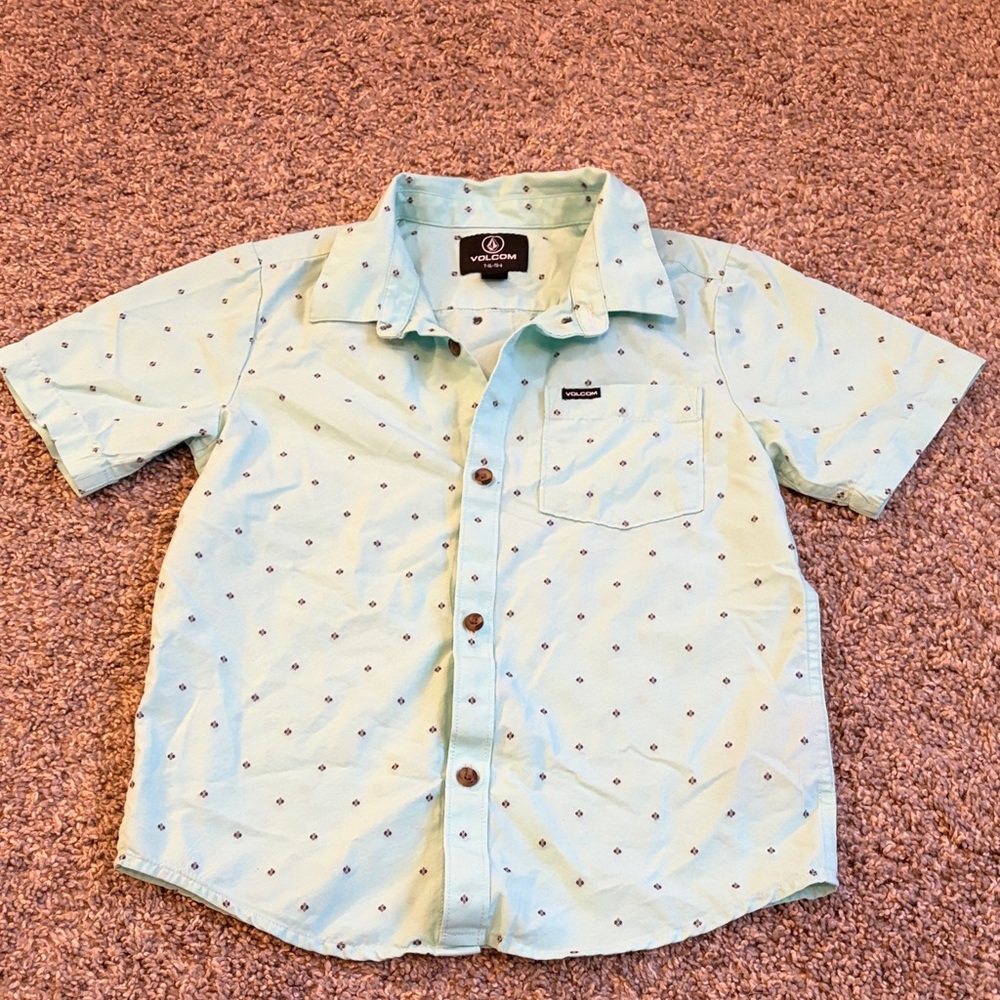 Volcom Kids Aqua Patterned Button Down Shirt